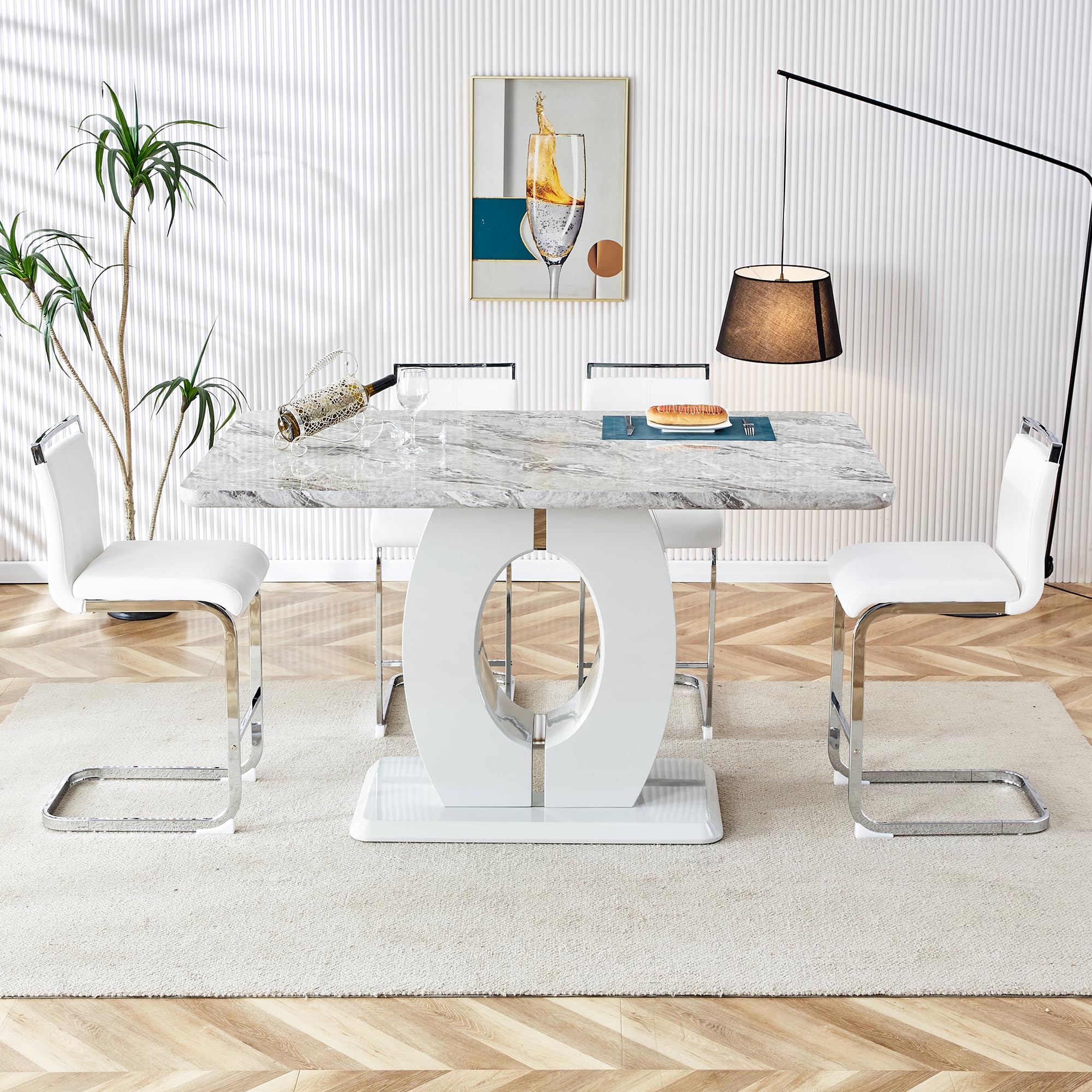 送料無料】Marble Counter Table / WH